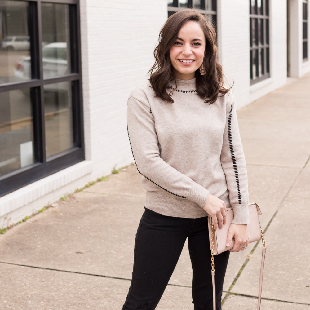 RD Style Tan with Black Stitching Details Sweater (Stitch Fix Exclusive) in XL - Picture 9 of 11
